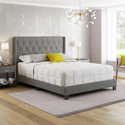 Mia Grey King Upholstered Bed