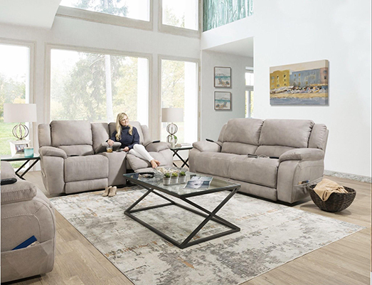 Explorer Nickel Power Reclining Sofa & Loveseat