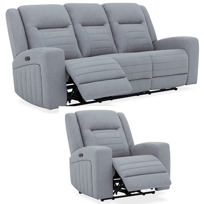 Tahoe Silver Power Reclining Sofa with Power Recliner Headrest