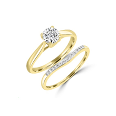 10K .82tgw Diamond & Moissanite Bridal Set