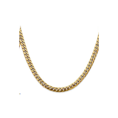 Sterling Silver Gold Plated  5mm Cuban Chain - 7.5