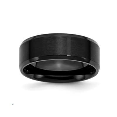 Stainless Steel Polished Brushed Center Black Band