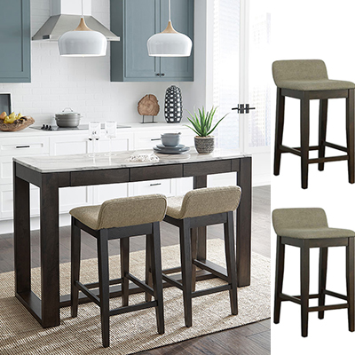 Stateside Rect Tbl w/4 barstools Java/White Marble