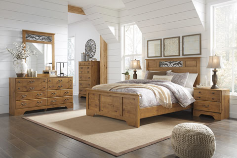 Rent Signature Design Bittersweet Pine Queen Bed And Dresser No