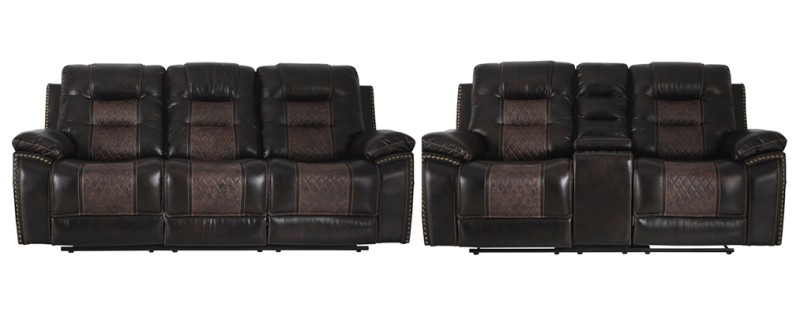 Rent Commander Brown Reclining Sofa & Loveseat | Living Room Furniture ...